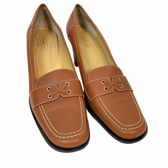 Coach Shoes - Coach Loafer Heels Women's Kassidy P310 Brown Leather Slip On Comfort size 10 B